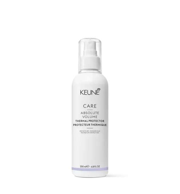 Keune Care Absolute Volume Thermal Protector 200ml – protects dry, damaged hair from heat styling, available at Baileys Hairdressing