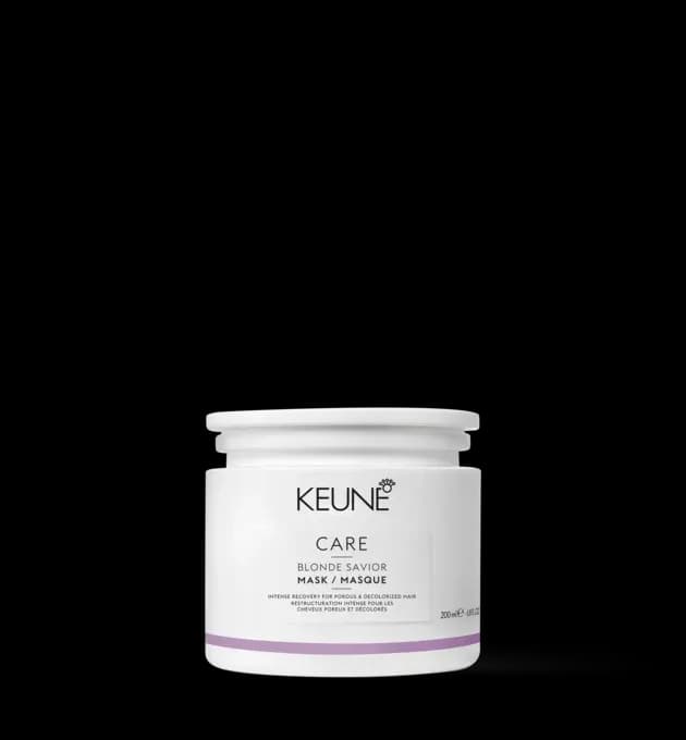 Keune Care Blonde Savior Mask 200ml – intensive recovery treatment for porous or decoloured blonde hair, strengthens and deeply nourishes, available at Baileys Hairdressing