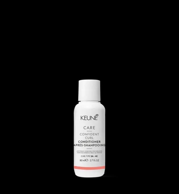 Keune Care Confident Curl Conditioner Travel Size 80ml – compact, hydrating conditioner for curly and coily hair types (2A–4C), perfect for on-the-go care, available at Baileys Hairdressing