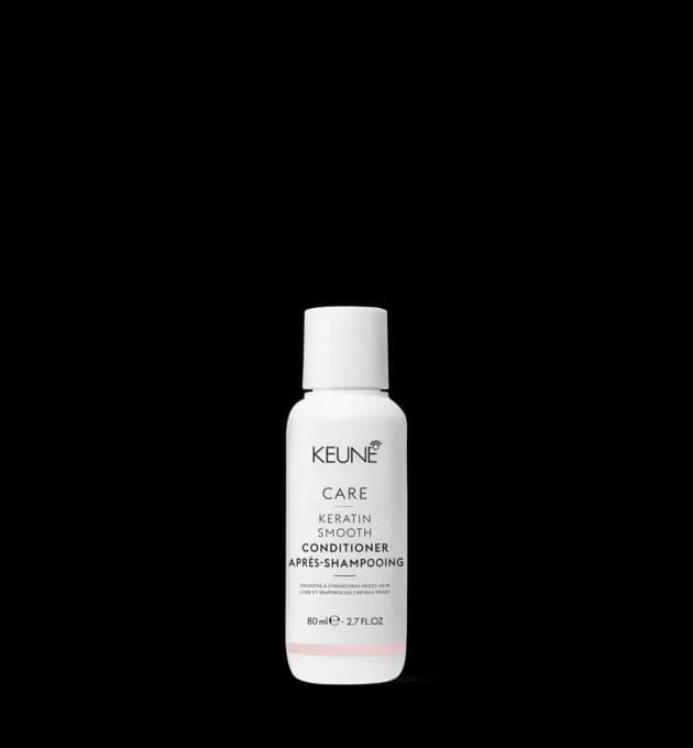 Keune Care Keratin Smooth Conditioner Travel Size 80ml – travel-friendly smoothing conditioner for frizz-prone hair, infused with keratin, available at Baileys Hairdressing