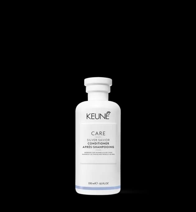 Keune Care Silver Savior Conditioner 250ml – neutralising violet conditioner for blonde, grey or silver hair, enhances tone and shine, available at Baileys Hairdressing