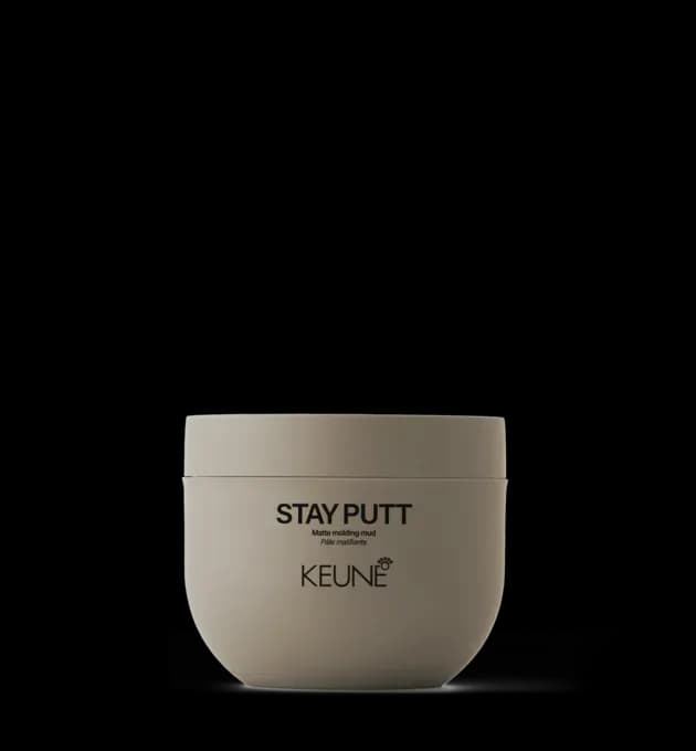 Keune Style Stay Putt 100ml – matte molding mud for strong, natural-looking hold, available at Baileys Hairdressing